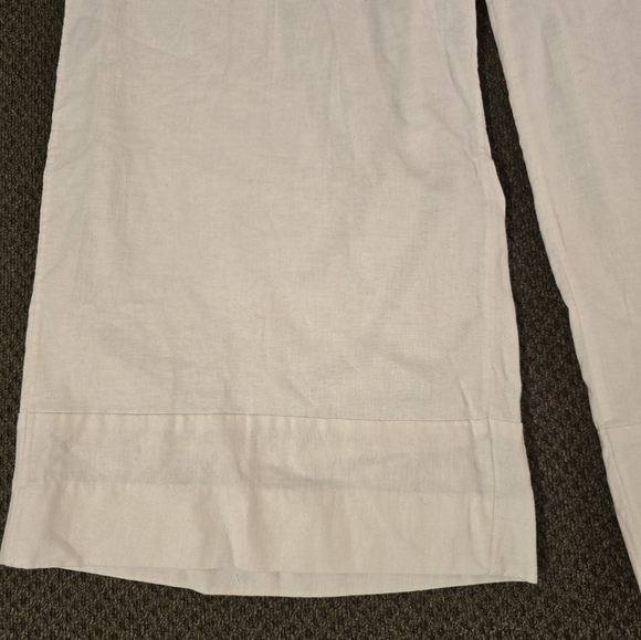 Banana Republic Linen Pants Womens 14 White Blake Cropped Mid Rise Belted - Picture 5 of 13